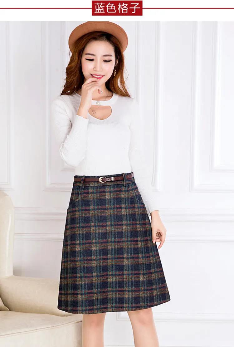 Plaid Woolen Skirt Women 2020 Autumn Winter Plus Size Mid Long Skirt Elegant Fashion High Waist A-Line Skirt Skirts Womens S529
Plaid Woolen Skirt Women 2020 Autumn Winter Plus Size Mid Long Skirt Elegant Fashion High Waist A-Line Skirt Skirts Womens S529