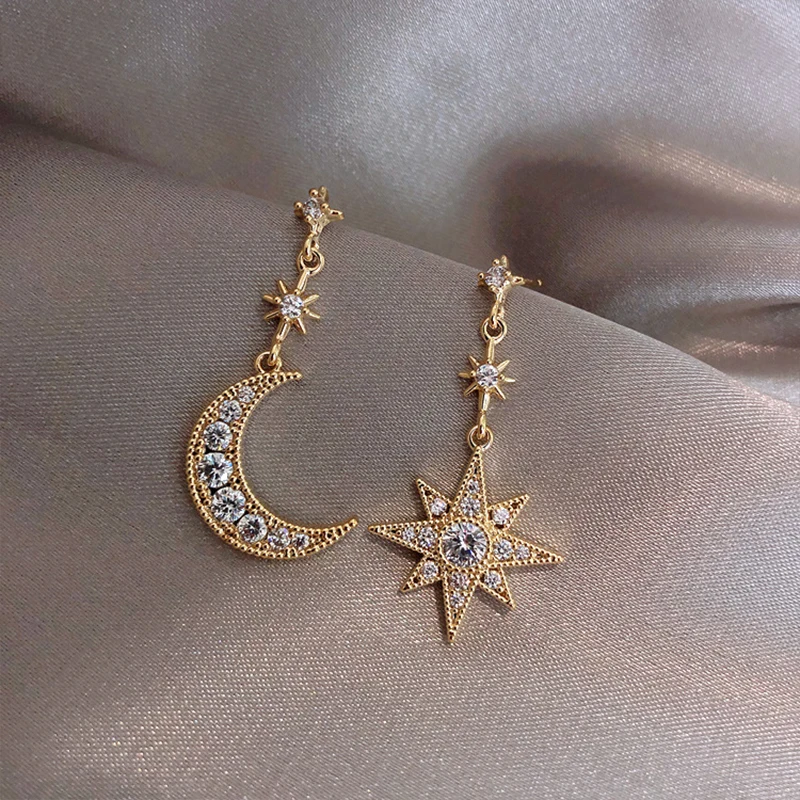 New Arrival Classic Moon Star Water Drop Earrings For Women Fashion Pentagram Asymmetric Dangle Earrings Female Cute Jewelry
New Arrival Classic Moon Star Water Drop Earrings For Women Fashion Pentagram Asymmetric Dangle Earrings Female Cute Jewelry