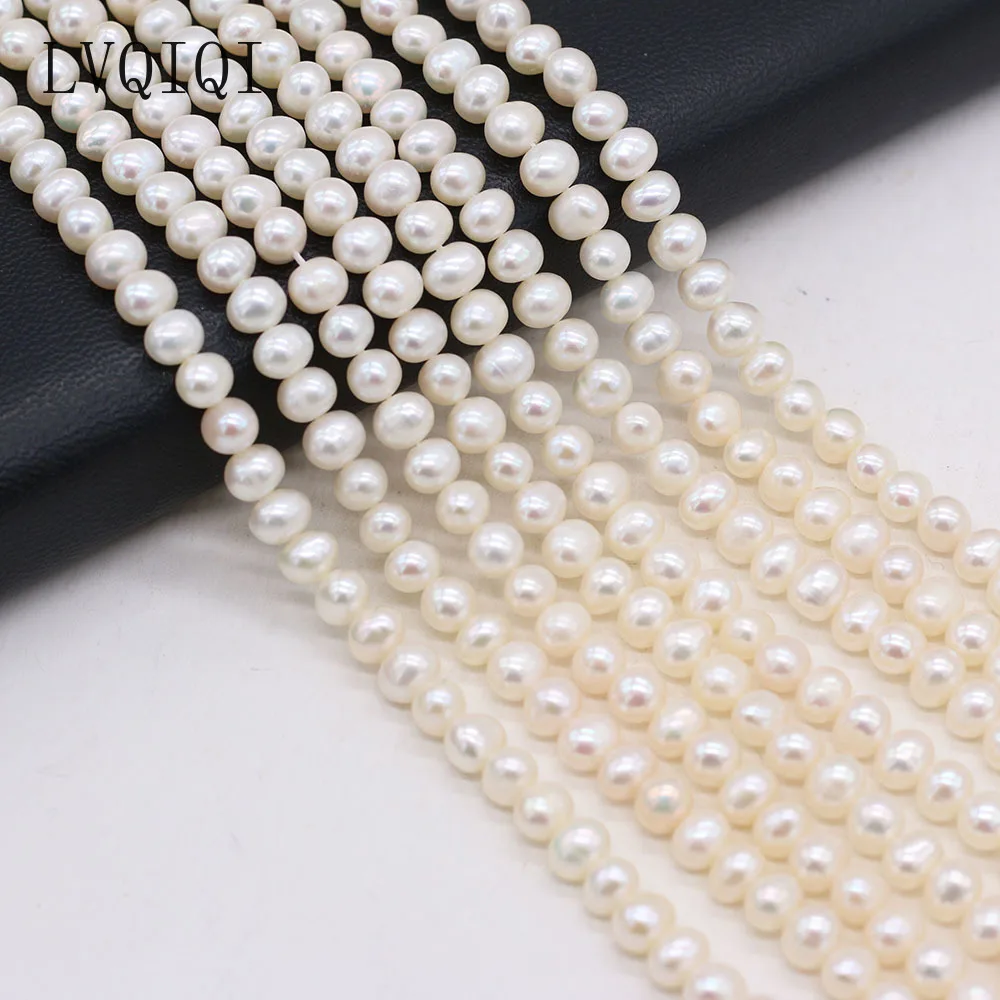 

100%Natural Real Freshwater Pearl Beads White Near Round Loose Pearls For DIY Charm Bracelet Necklace Jewelry Accessories Making