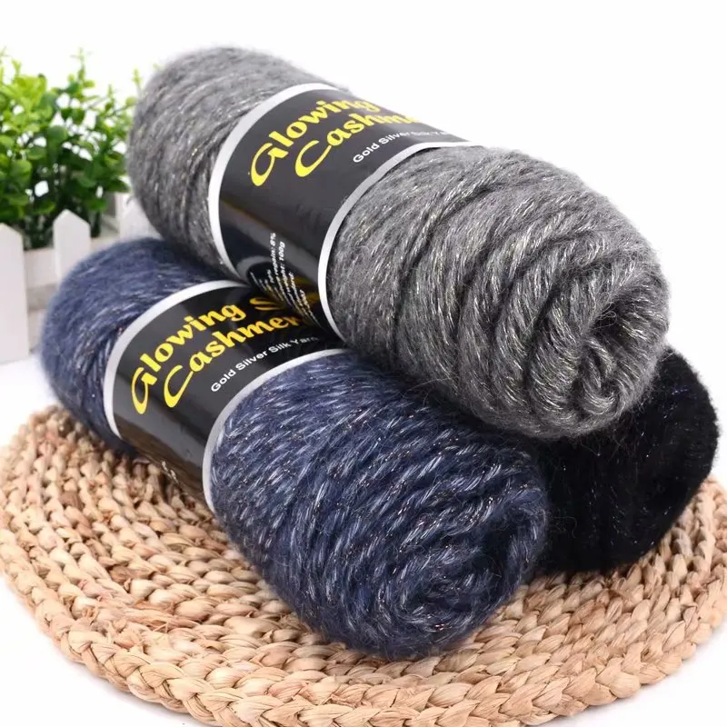 

5 pieces of 500g bright silk alpaca wool yarn ball hand-woven hat scarf knitted sweater coat lover cotton swab needle and thread