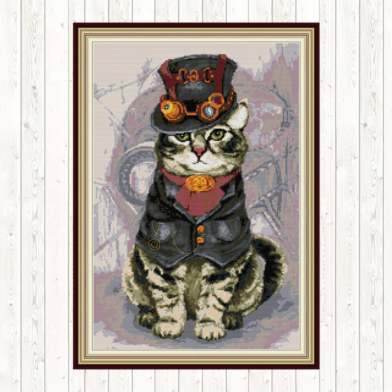 Набор для вышивки крестиком Mighty Cat 14CT 11CT DMC хлопковая нить Печатный холст