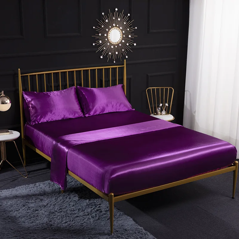 Home Ice Silk Bed Sheet Silk Satin Satin Cloth Pillowcase Imitation Silk Four-piece Bed Sheet
Home Ice Silk Bed Sheet Silk Satin Satin Cloth Pillowcase Imitation Silk Four-piece Bed Sheet
