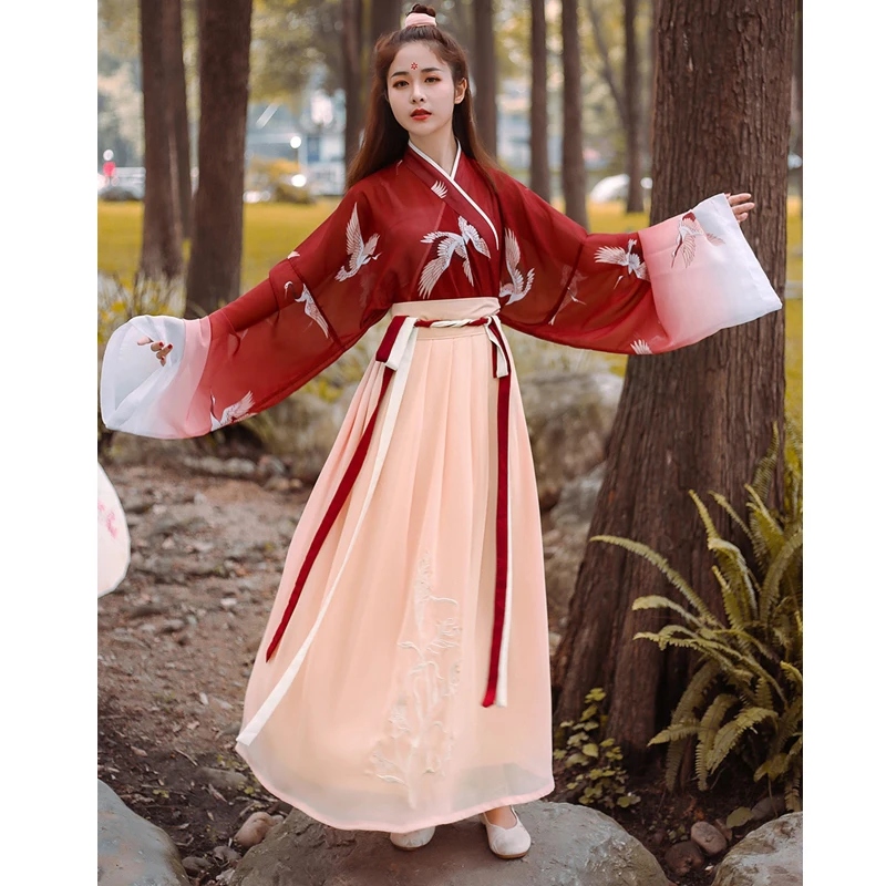 Red Hanfu Traditional Chinese Dress Women Classical Dance Costume Qing Dynasty Costume Chinese Folk Dance Fairy Dress SL1228
Red Hanfu Traditional Chinese Dress Women Classical Dance Costume Qing Dynasty Costume Chinese Folk Dance Fairy Dress SL1228
