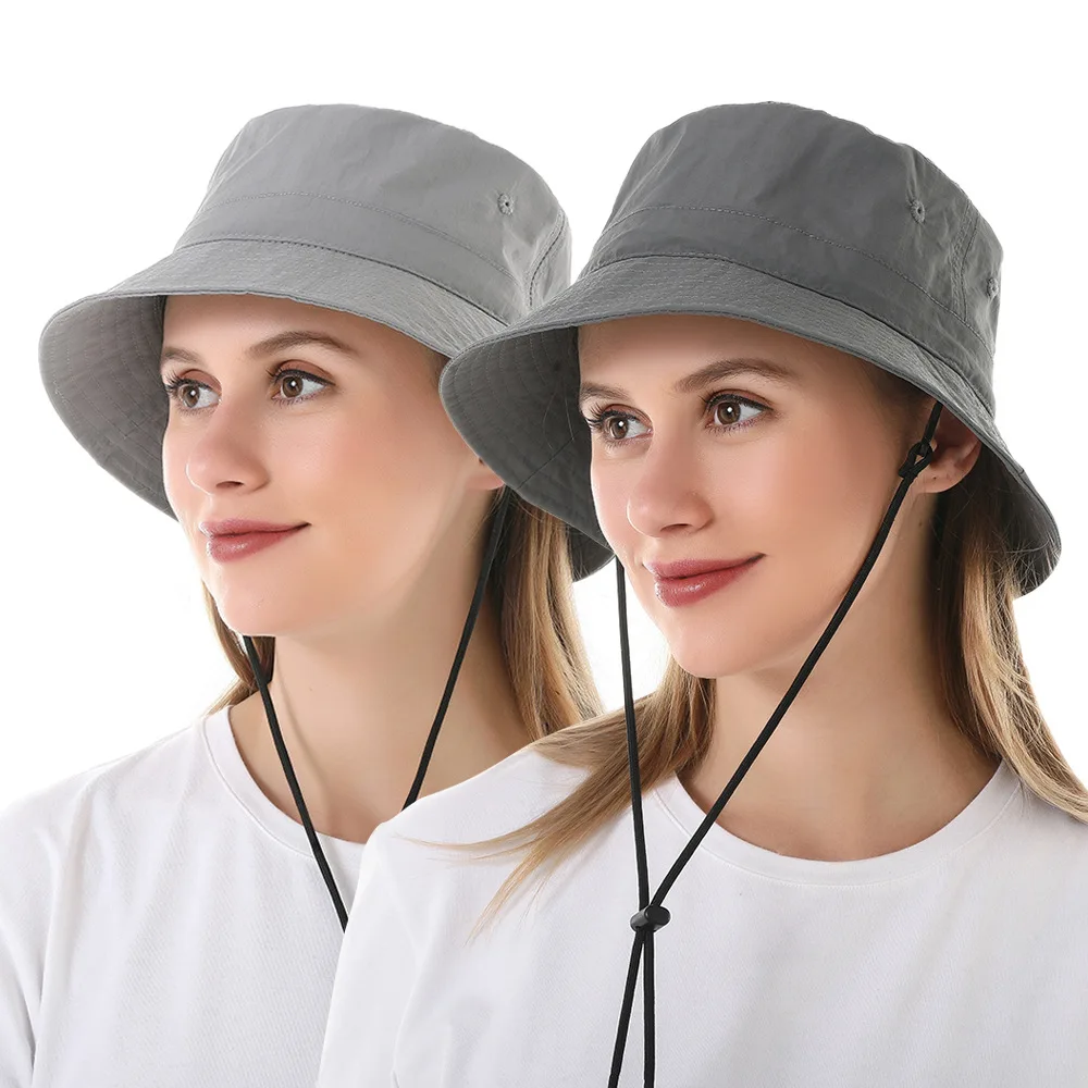 

2021 New Women's Summer Buckets Caps Sun UV Protection Fisherman Solid Adjustable Floppy Visor Bucket Hat For Women