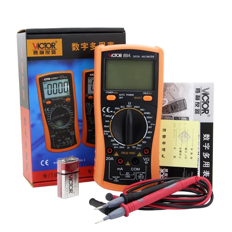 VICTOR VC89A VC89B 3 1/2 Digital Multimeter True RMS Multi-Function Electrician Automatic Burn-Proof High Precision Meter
VICTOR VC89A VC89B 3 1/2 Digital Multimeter True RMS Multi-Function Electrician Automatic Burn-Proof High Precision Meter