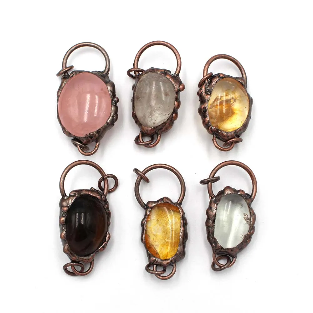 5pcs Polished Natural Citrine Crystal Pink Phantom Quartz Pendant Vintage Copper Mineral Energy Stone Pendant Connectors Charms
5pcs Polished Natural Citrine Crystal Pink Phantom Quartz Pendant Vintage Copper Mineral Energy Stone Pendant Connectors Charms