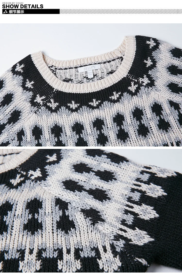 Retro O-neck Knitted Sweater Women Jacquard Pullover Sweaters Black Wine Red Ladies Tops Knitwear 2019 Pull Femme
Retro O-neck Knitted Sweater Women Jacquard Pullover Sweaters Black Wine Red Ladies Tops Knitwear 2019 Pull Femme