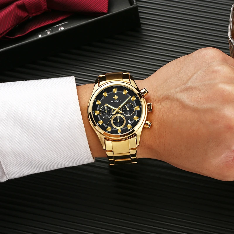 WWOOR мужские часы 2019 люксовый бренд деловые повседневные наручные с хронографом