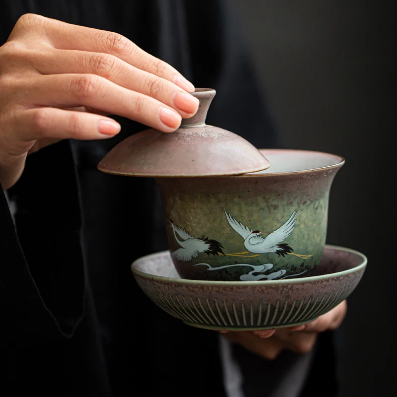 Large Retro Chinese Kungfu Tea Set Handmade Ceramic Gaiwan Teacup Fair Cup High Quality Creative Handpainted Crane Teaware
Large Retro Chinese Kungfu Tea Set Handmade Ceramic Gaiwan Teacup Fair Cup High Quality Creative Handpainted Crane Teaware