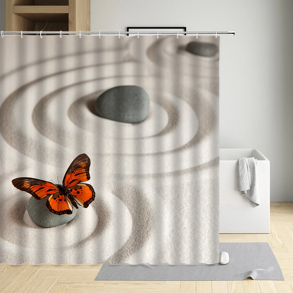 Zen Stone Shower Curtain Sand Bloom Green Leaf Butterfly Phalaenopsis Waterproof Cloth Bathroom Decor Bath Screen With Hooks
Zen Stone Shower Curtain Sand Bloom Green Leaf Butterfly Phalaenopsis Waterproof Cloth Bathroom Decor Bath Screen With Hooks