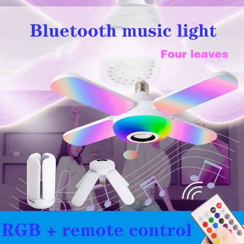 E27 RGB LED Garage Light Bulb Fixture Music Xmas Lamp Bluetooth Music Ceiling 4 Leaves Deformed Bulb Lamp Remote Control Light
E27 RGB LED Garage Light Bulb Fixture Music Xmas Lamp Bluetooth Music Ceiling 4 Leaves Deformed Bulb Lamp Remote Control Light