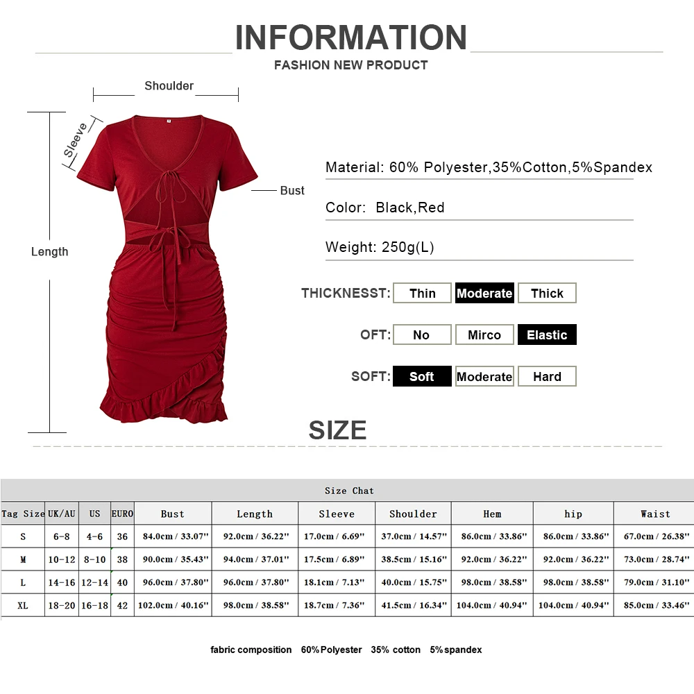 Sexy Lady Hollow Out Front Lace Up Bodycon Dress Women Summer Deep V Neck Short Sleeve Dress Irregular Hem Ruffle Mini Dress D30
Sexy Lady Hollow Out Front Lace Up Bodycon Dress Women Summer Deep V Neck Short Sleeve Dress Irregular Hem Ruffle Mini Dress D30