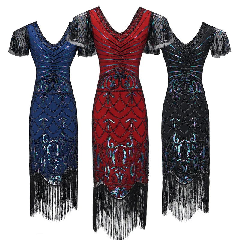 Beauty-Emily V Neck Short Sleeve Retro Evening Dresses Tassel Sequins Beads Appliques Formal Party Prom Gowns Stage Dress New
Beauty-Emily V Neck Short Sleeve Retro Evening Dresses Tassel Sequins Beads Appliques Formal Party Prom Gowns Stage Dress New