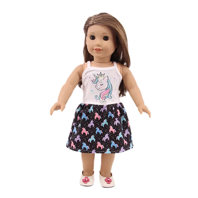 Милое платье ручной работы с единорогом и пони боди для американской куклы 18