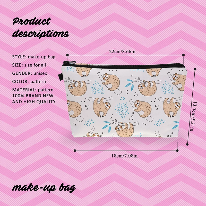 Sloth Print Makeup Bag Pouch Cute Cartoon Animal Printing Cosmetic Bag Organizer Travel Storage Bag Toiletries Case Wash Bags
Sloth Print Makeup Bag Pouch Cute Cartoon Animal Printing Cosmetic Bag Organizer Travel Storage Bag Toiletries Case Wash Bags