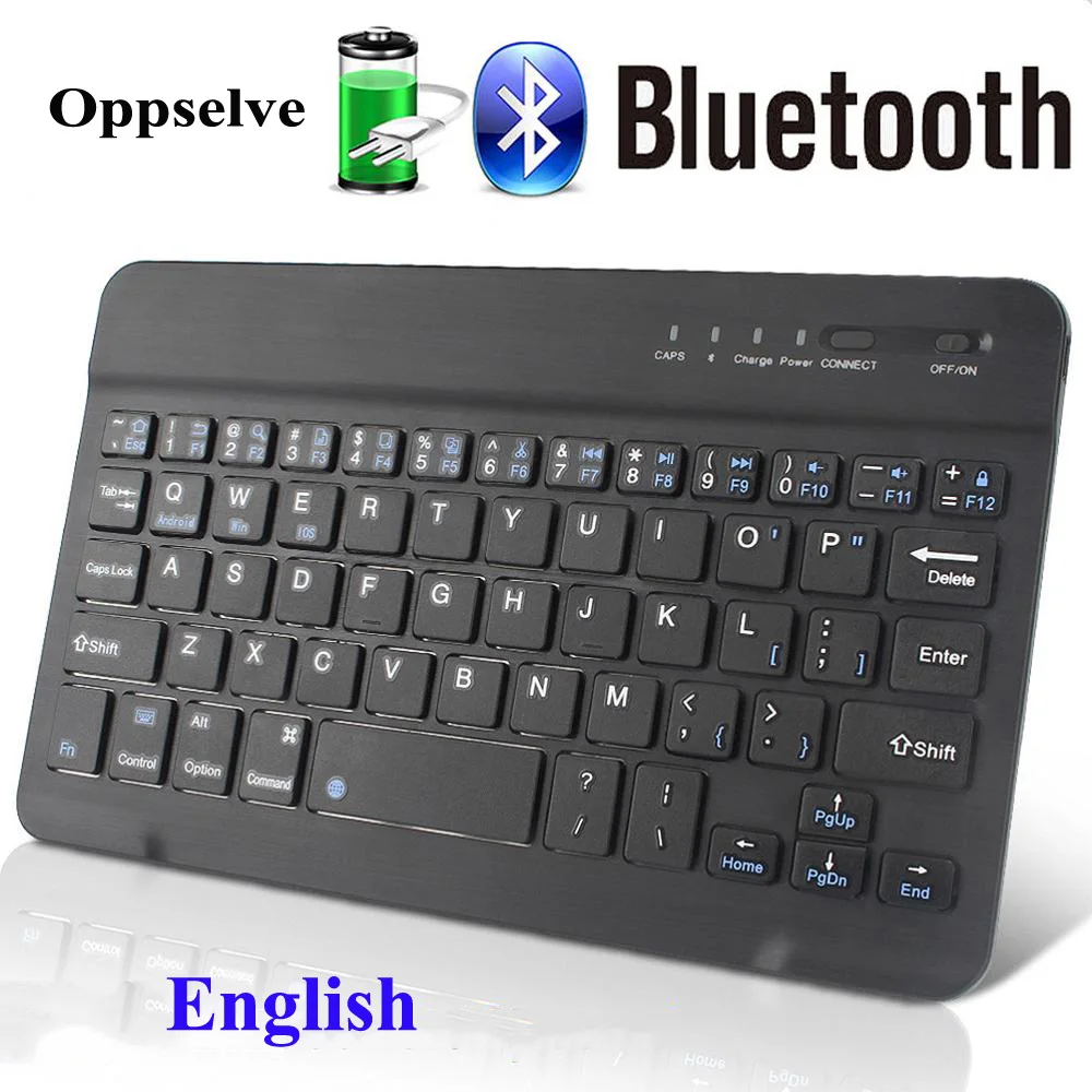 

English Bluetooth Wireless Keyboard For iPad Apple Mac Tablet Laptop Mini Rechargeable Keycap Keyboard For Android IOS Windows
