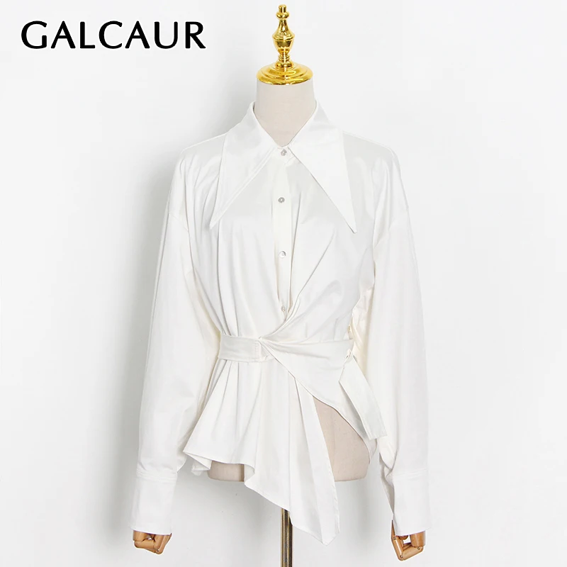 GALCAUR Casual Irregular Minimalist Blouse Female Lapel Collar Long Sleeve Patchwork Girdle Shirt For Women 2021 Summer Clothing
GALCAUR Casual Irregular Minimalist Blouse Female Lapel Collar Long Sleeve Patchwork Girdle Shirt For Women 2021 Summer Clothing