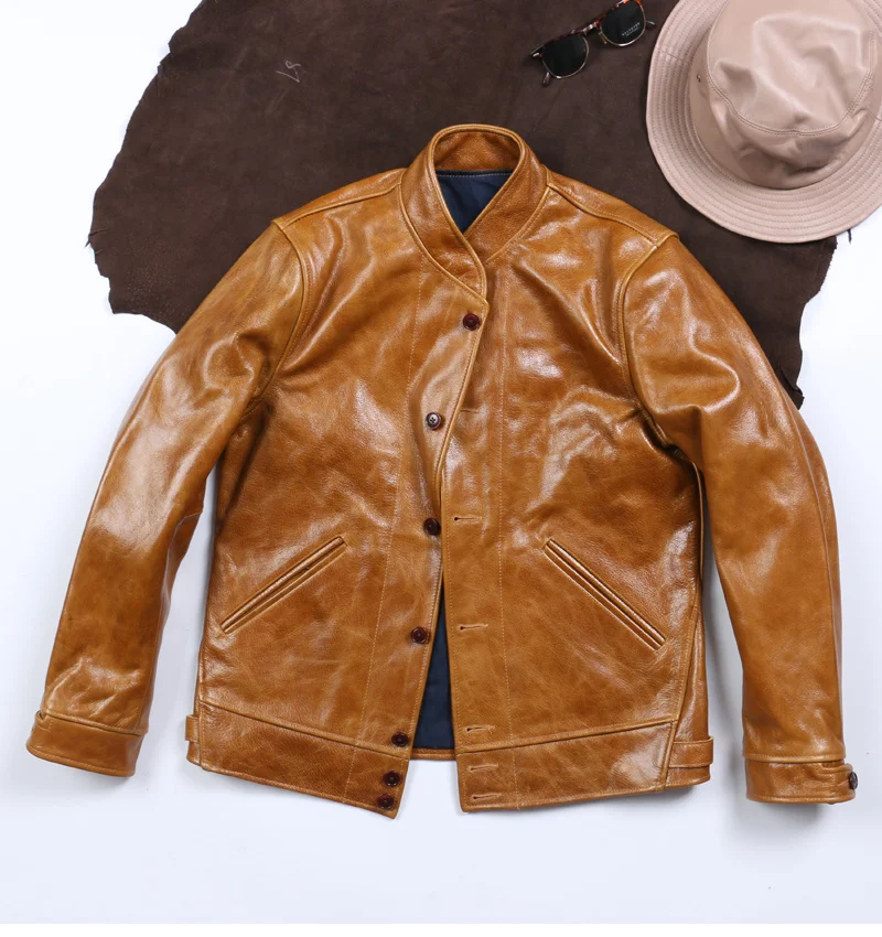 YR!Free shipping.sales.quality japanese style.Classic casual oil wax cowhide jacket.men vintage brown leather clothes.
YR!Free shipping.sales.quality japanese style.Classic casual oil wax cowhide jacket.men vintage brown leather clothes.