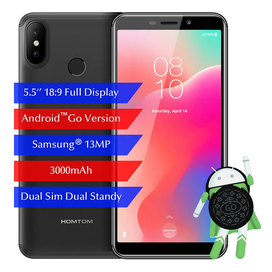 Фото Оригинал HOMTOM C1 5 дюймов 18:9 мобильные телефоны Android go четыре ядра отпечаток пальца 1