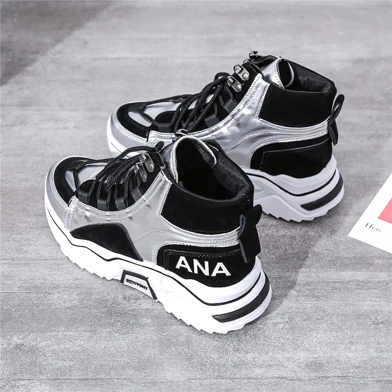 Women Chunky Sneakers Vulcanize Shoes Korean Fashion New Female Black White Platform Thick Sole Running Casual Shoe Woman 36-42 
Women Chunky Sneakers Vulcanize Shoes Korean Fashion New Female Black White Platform Thick Sole Running Casual Shoe Woman 36-42