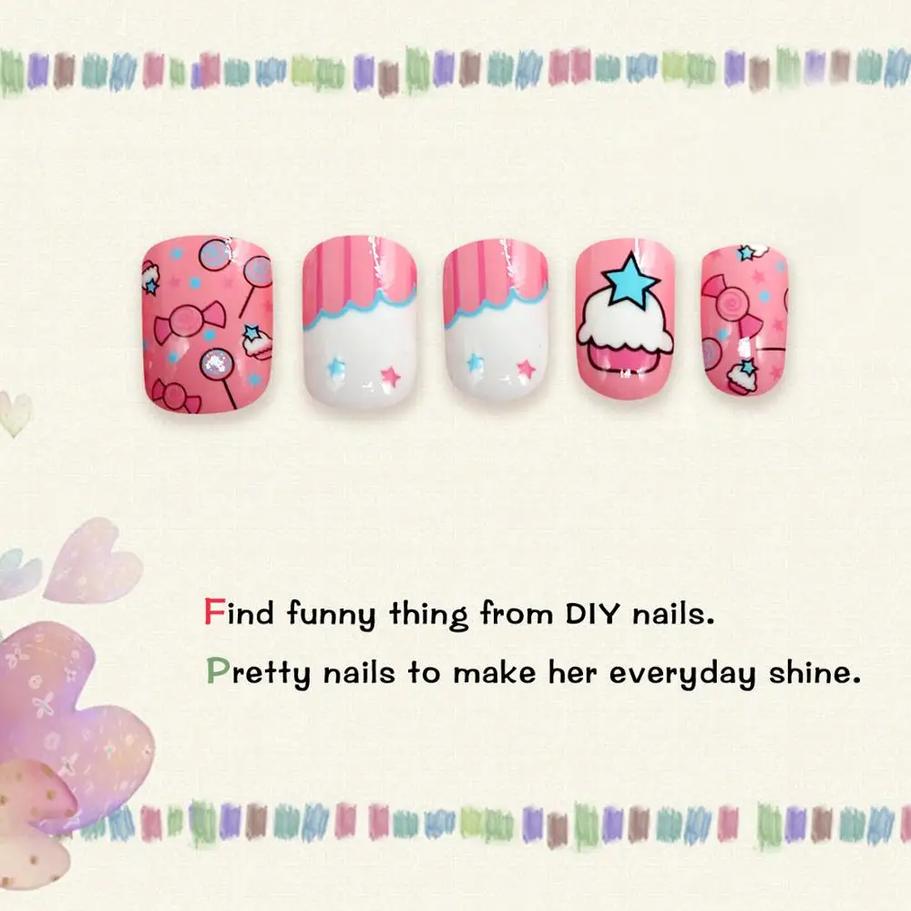 Press on Children Candy False Nail Tips Cartoon Full Cover Kid Pink Fake Nail Art for Little Girl Manicure Tool Cute Bear Heart 
Press on Children Candy False Nail Tips Cartoon Full Cover Kid Pink Fake Nail Art for Little Girl Manicure Tool Cute Bear Heart