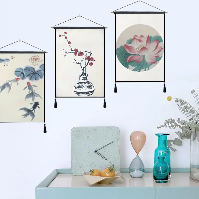 

Ткань в китайском стиле для гостиной, художественная подвесная картина, фон для дивана, Настенная картина, гобелен, Художественная ткань