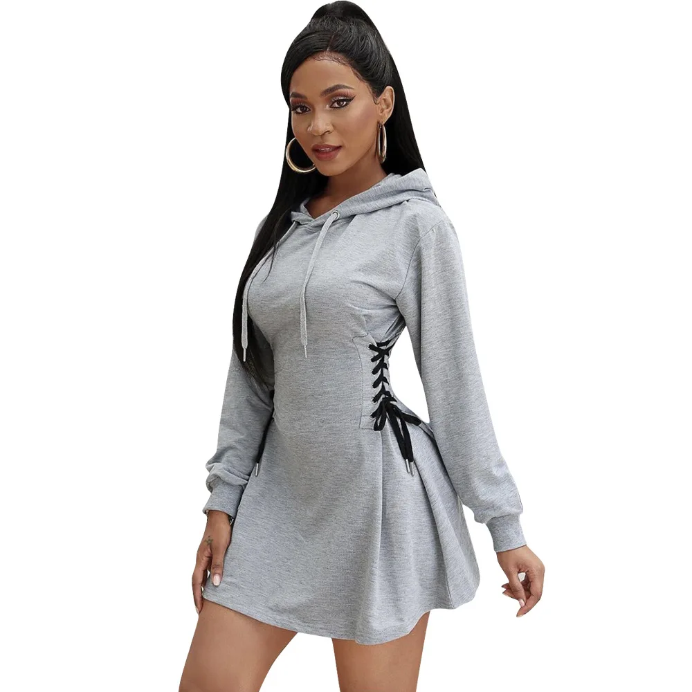 2020 Autumn Newest Female's Solid Mini Dresses Casual Lady's Hooded Drawstring Full Sleeve Lace-up Slim Waist A-Line Dress 
2020 Autumn Newest Female's Solid Mini Dresses Casual Lady's Hooded Drawstring Full Sleeve Lace-up Slim Waist A-Line Dress