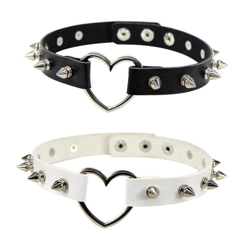 New Choker Necklaces Gothic PU Leather Spike Heart Necklace Women Collar Necklace Pendant Rock Chocker Statement Jewelry
New Choker Necklaces Gothic PU Leather Spike Heart Necklace Women Collar Necklace Pendant Rock Chocker Statement Jewelry