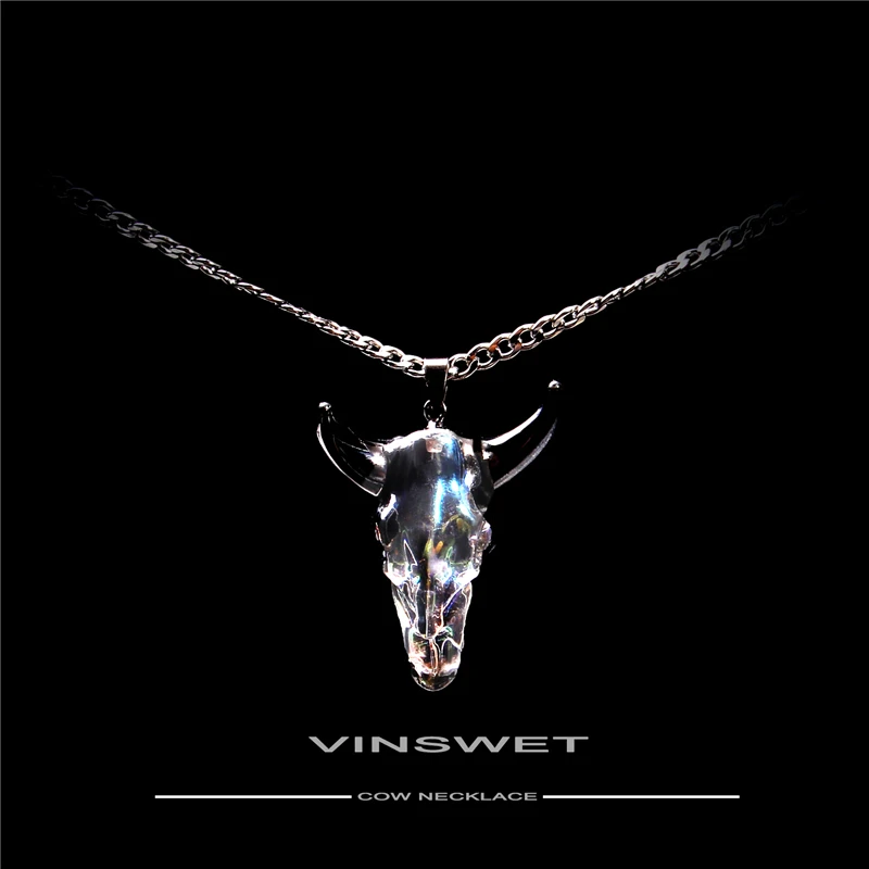 Metal men and women cow head pendant charm necklace bone glass jewelry pop party bar gifts Protection blessing healing necklace
Metal men and women cow head pendant charm necklace bone glass jewelry pop party bar gifts Protection blessing healing necklace
