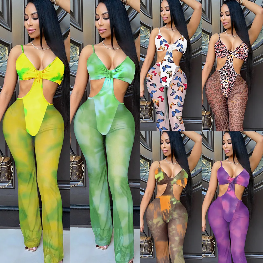 Sexy Leopard Butterfly Tie Dye Print Sheer Mesh Jumpsuit Summer Strapless Backless Party Clubwear Rompers Outfit Overalls 2021
Sexy Leopard Butterfly Tie Dye Print Sheer Mesh Jumpsuit Summer Strapless Backless Party Clubwear Rompers Outfit Overalls 2021