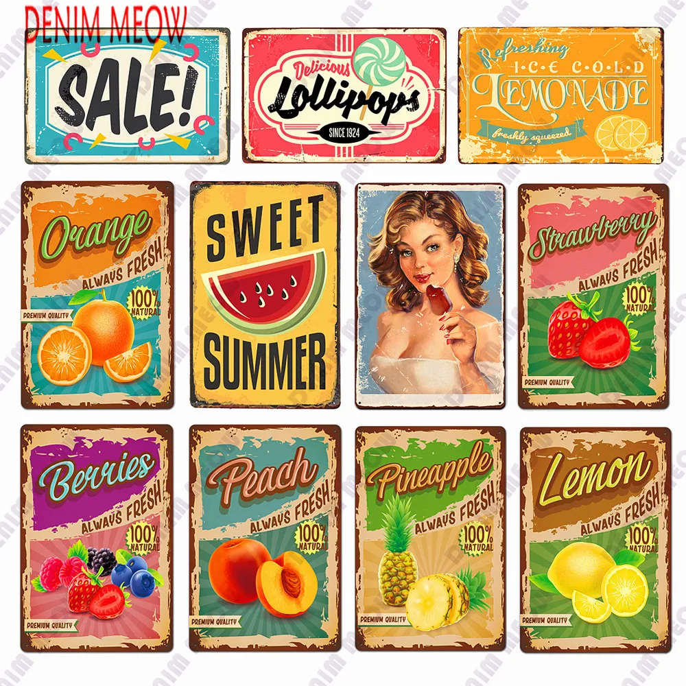 New Style Fruits Farmhouse Decor Lemon Always Fresh Kitchen Plates Tin Sign Vintage Sale Sweet Summer Ice Cold Decoration WY150
New Style Fruits Farmhouse Decor Lemon Always Fresh Kitchen Plates Tin Sign Vintage Sale Sweet Summer Ice Cold Decoration WY150