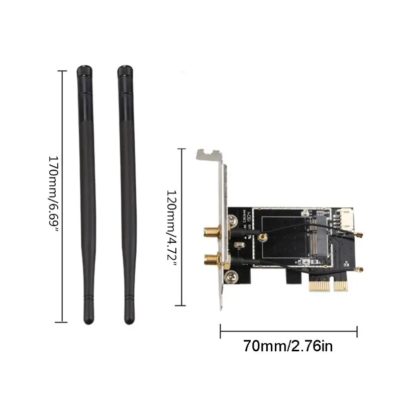 

Беспроводная карта на pciE-1X к NGFF-Ekey PCIE, адаптер Wi-Fi WLAN для ноутбука, ПК, плата адаптера с двойной антенной