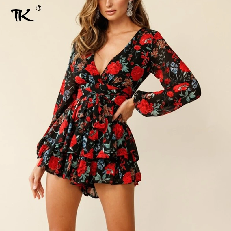 Floral Print Ruffle Woman's Playsuit Long Sleeve Deep V-Neck Short Female Jumpsuits 2021 Summer New Sexy Belt Holiday Rompers
Floral Print Ruffle Woman's Playsuit Long Sleeve Deep V-Neck Short Female Jumpsuits 2021 Summer New Sexy Belt Holiday Rompers