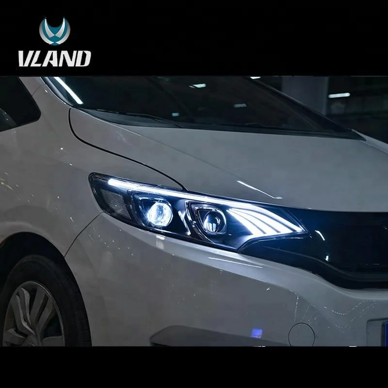 Vland factory manufacture Black Housing LED Headlights For 2014-UP Fit/Jazz GK5 Head Lamp Assembly 
Vland factory manufacture Black Housing LED Headlights For 2014-UP Fit/Jazz GK5 Head Lamp Assembly