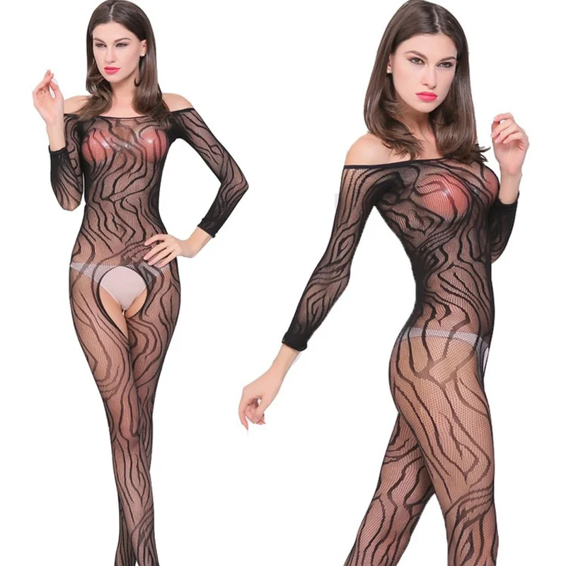 

Sexy Bodystockings Lingerie Bodysuit Underwear Women Fishnet Open Crotch Catsuit Mesh Tights Erotic Babydoll Crotchless Teddies