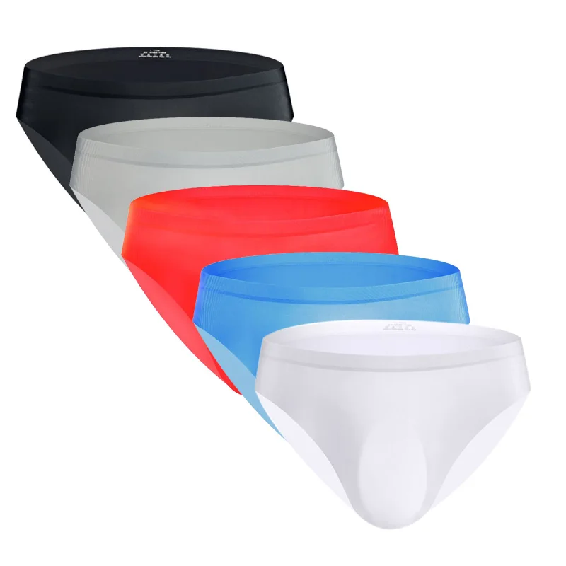 5pcs/lot Seamless Nylon Briefs 3D Punch Ice Silk Men Underwear Ultra-thin Gay Sexy Pouch Calzoncillos L-3XL | Мужская одежда