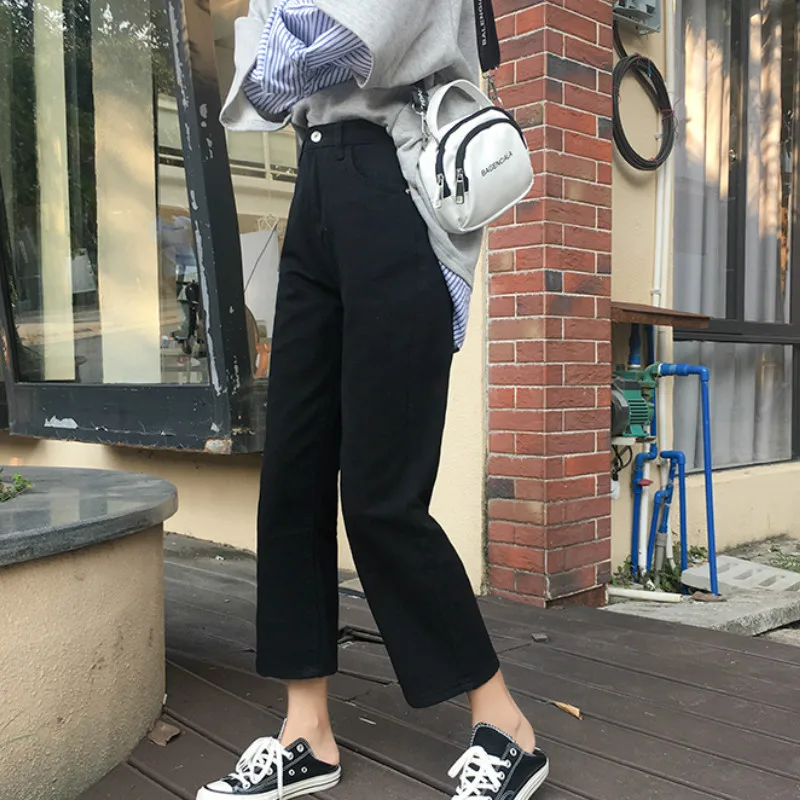 Jeans Women Solid Button Pockets Zipper Ankle-Length High Waist Simple Korean Style BF Ulzzang Loose Straight Casual Womens Chic
Jeans Women Solid Button Pockets Zipper Ankle-Length High Waist Simple Korean Style BF Ulzzang Loose Straight Casual Womens Chic