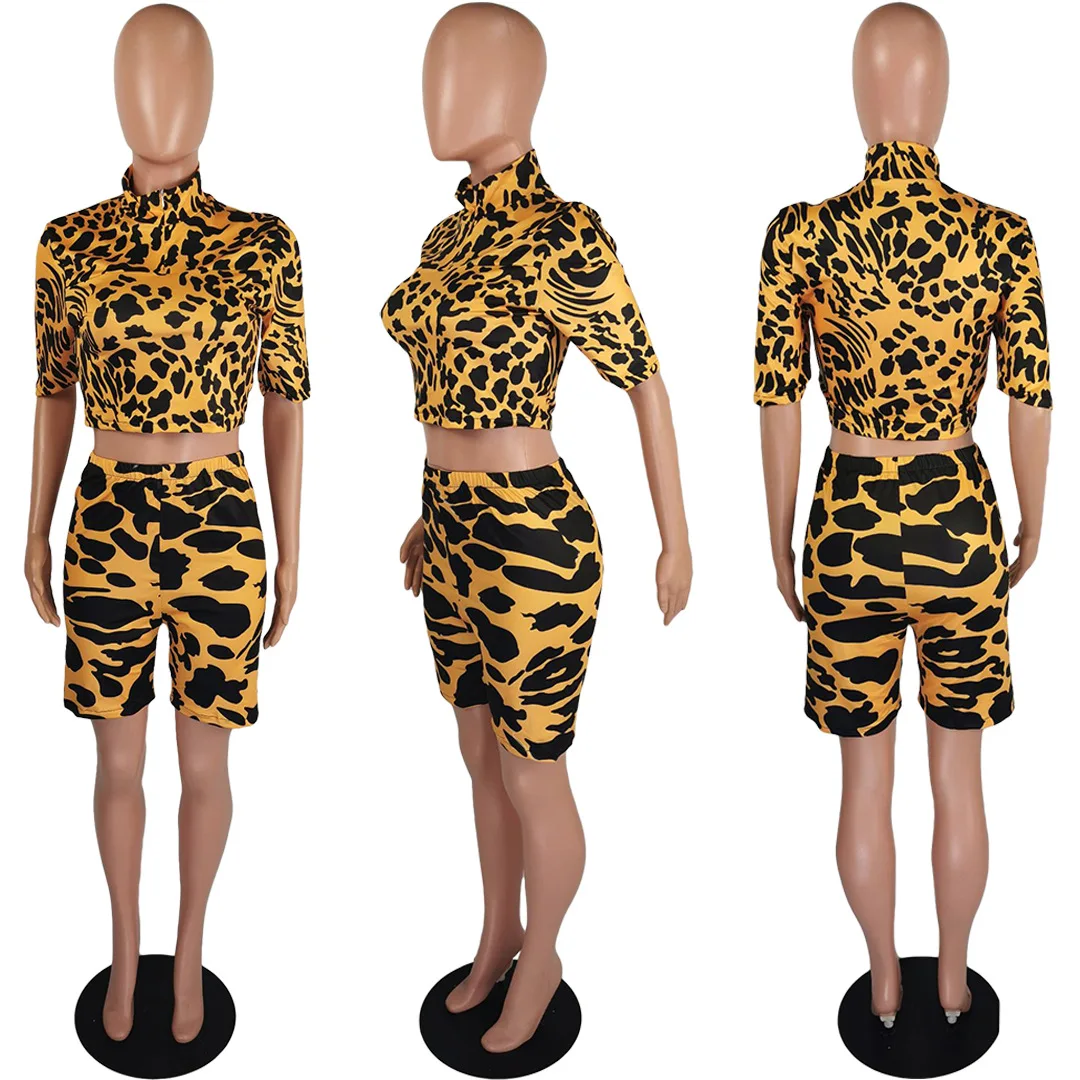 Women Two Pieces Sets Summer Tracksuits Leopard Print Crop Tops+ Knee Length Leggings Shorts Suit Sporty Fitness Outfits 2Pcs
Women Two Pieces Sets Summer Tracksuits Leopard Print Crop Tops+ Knee Length Leggings Shorts Suit Sporty Fitness Outfits 2Pcs
