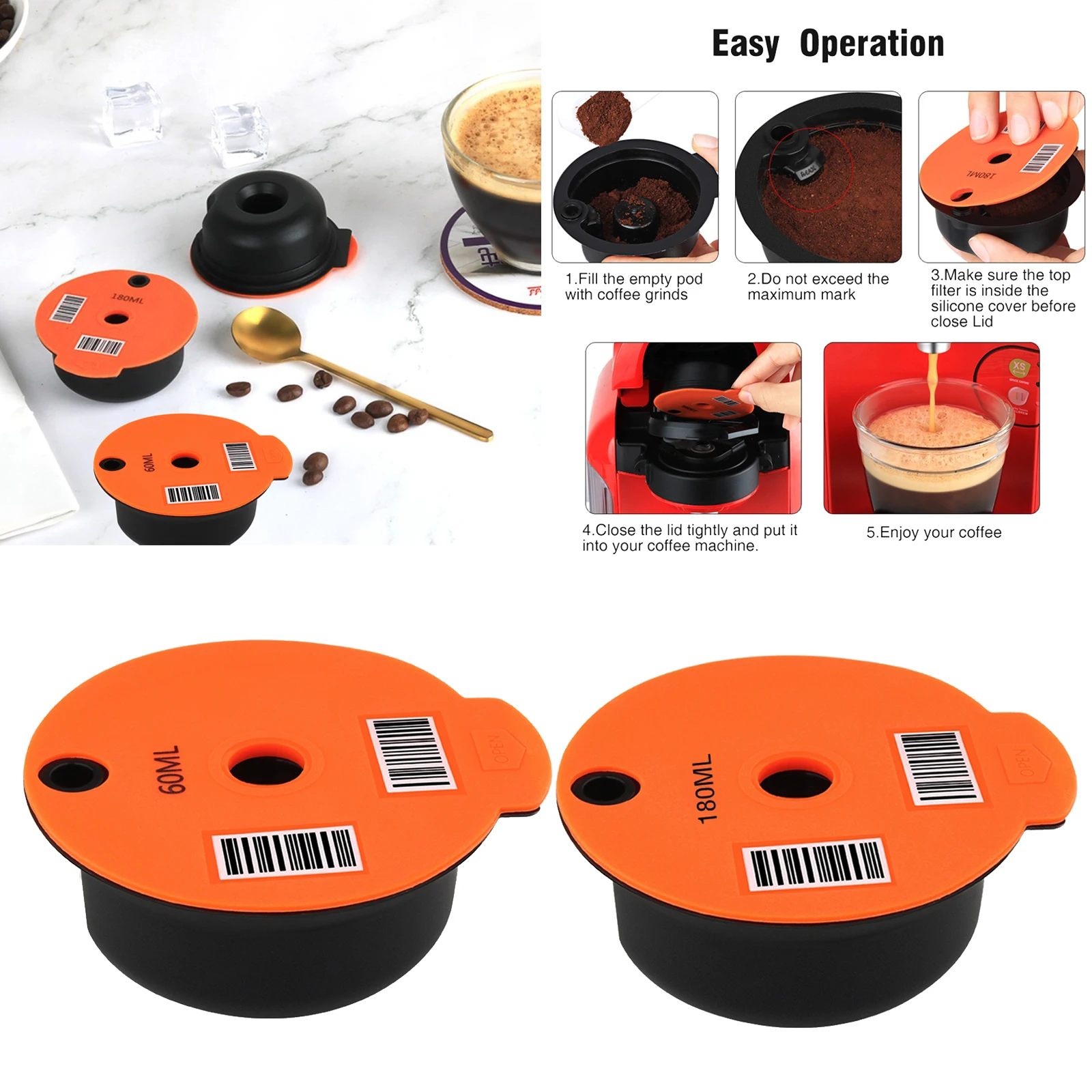 Refillable Reusable Coffee Capsule for Bosch Machine Tassimo Silicone Lid Cover Coffee Filter Cup Measuring Spoon Coffee Pod
Refillable Reusable Coffee Capsule for Bosch Machine Tassimo Silicone Lid Cover Coffee Filter Cup Measuring Spoon Coffee Pod