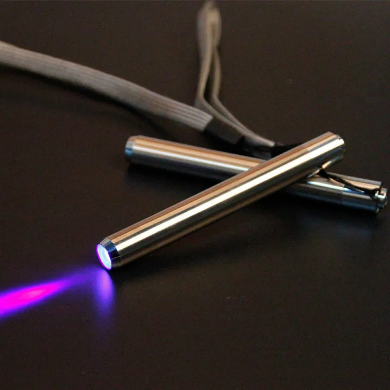 

Stainless Steel Mini Pocket Lamp Led 365/395 UV Flashlight Torch Ultra Violet Light AA Battery for Marker Checker Detection
