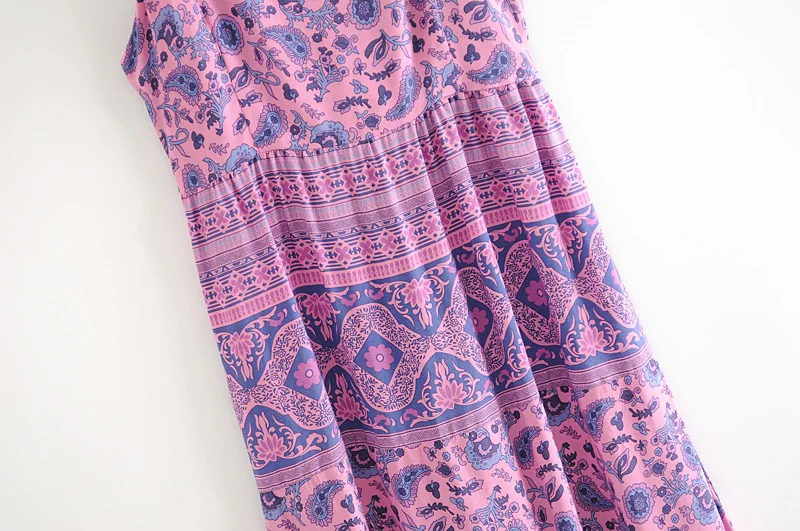 Винтажное шикарное женское фиолетовое платье без рукавов с цветочным принтом на