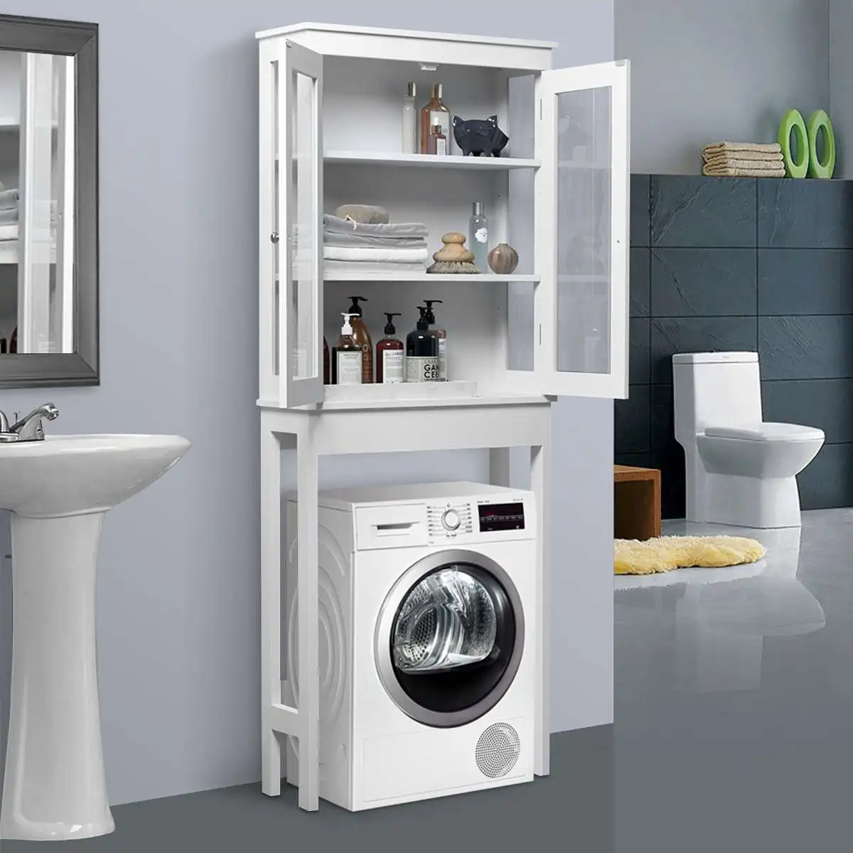 3 Layers Bathroom Cabinet Over-The-Toilet/Washing machine Bathroom Furniture White Cupboard Shelf Tissue Storage Rack Holders
3 Layers Bathroom Cabinet Over-The-Toilet/Washing machine Bathroom Furniture White Cupboard Shelf Tissue Storage Rack Holders