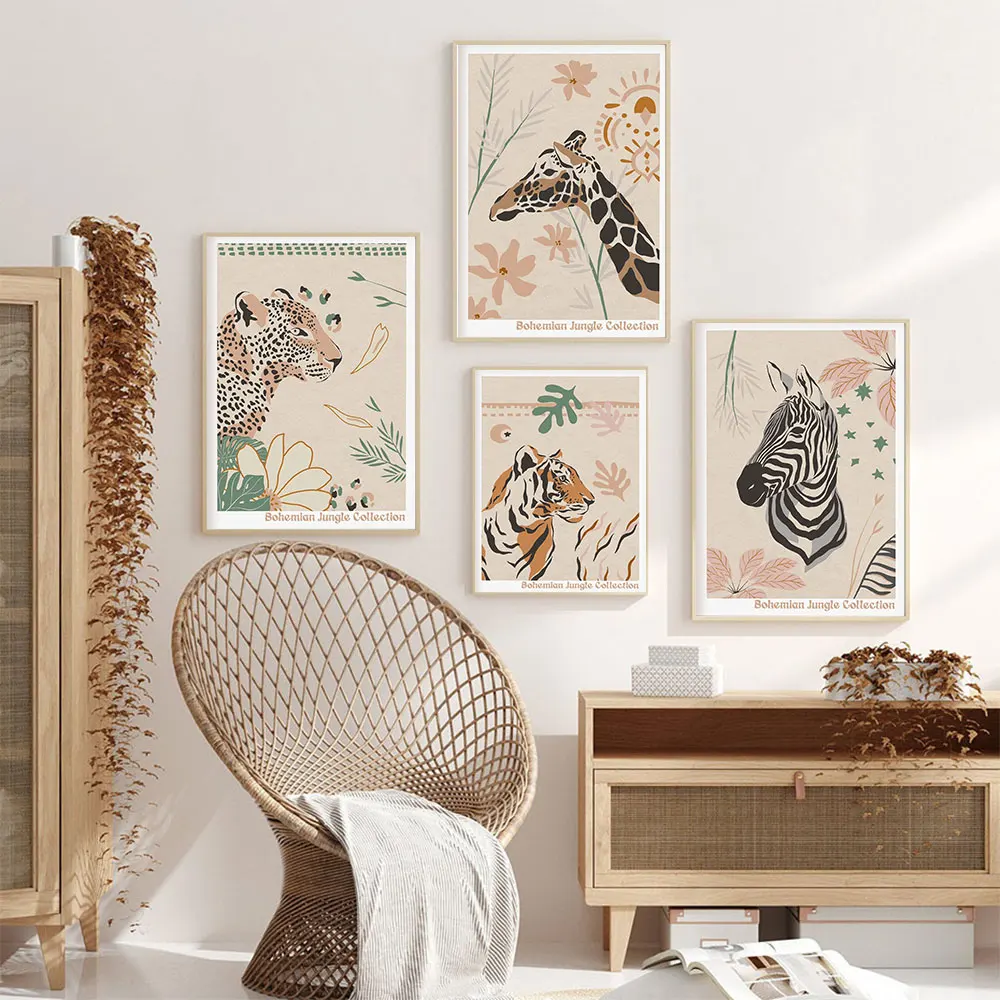 Boho Style Tiger leopard deer zebra Poster Retro Canvas Painting abstract Art Print Modern Wall Picture For Living Room Decor 
Boho Style Tiger leopard deer zebra Poster Retro Canvas Painting abstract Art Print Modern Wall Picture For Living Room Decor