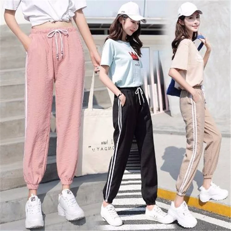 Summer Big Pocket Drawsting Waist Harem Pants Women Glossy Sport Ribbon Trousers BF Harajuku Joggers Women's Sports Pants 2019
Summer Big Pocket Drawsting Waist Harem Pants Women Glossy Sport Ribbon Trousers BF Harajuku Joggers Women's Sports Pants 2019