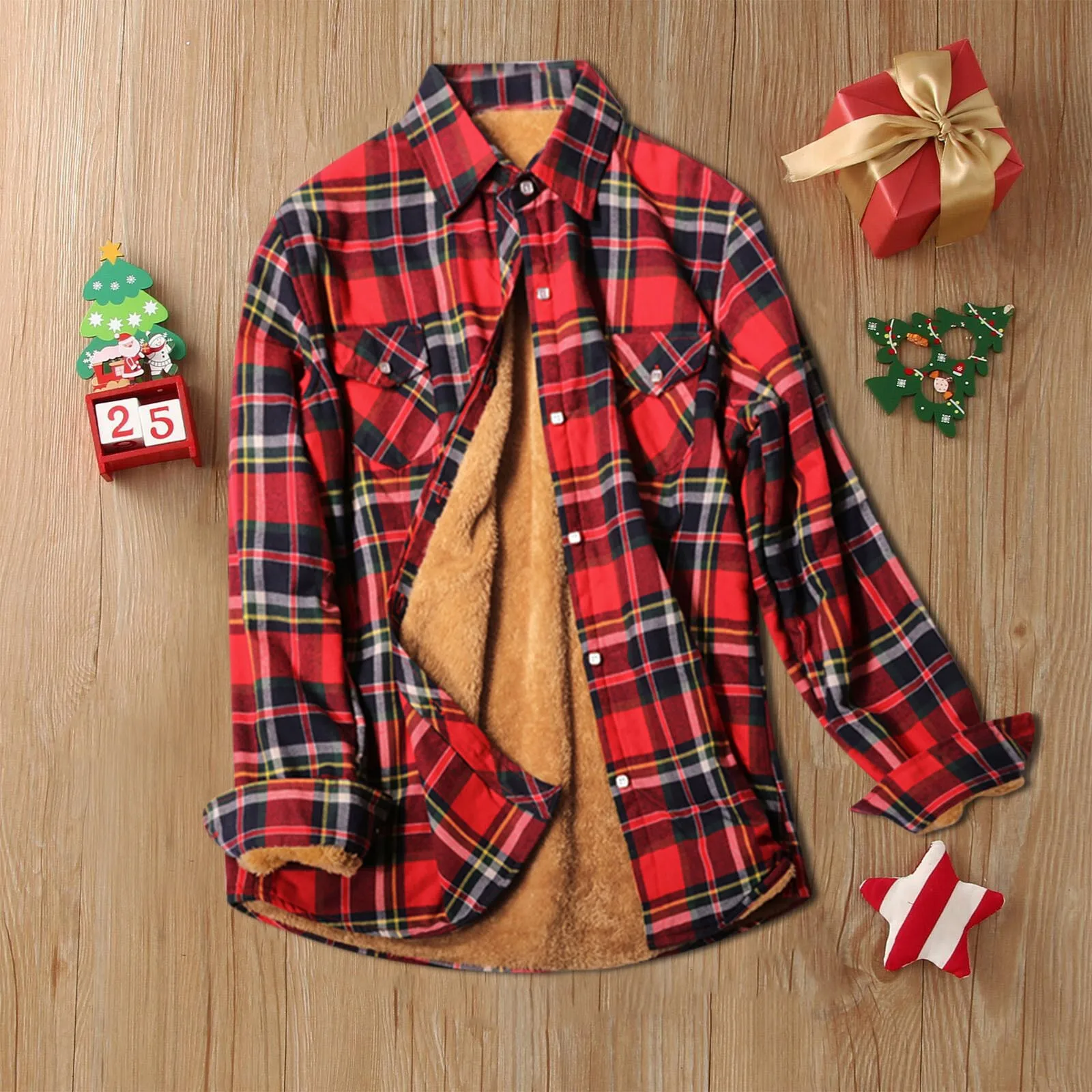 Women's Overcoat Thickened Classic Button Down Winter Fleece Lined Plaid Polo-Shirts Snow Coat Outwear with Pockets 
Women's Overcoat Thickened Classic Button Down Winter Fleece Lined Plaid Polo-Shirts Snow Coat Outwear with Pockets