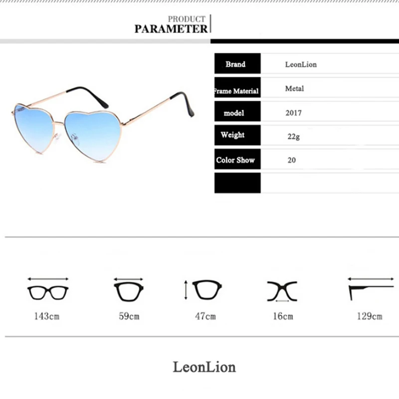 LeonLion 2021 Vintage Heart Sunglasses Women Brand Designer Candy Color Gradient Sun Glasses Outdoor Goggles Party Oculos De Sol
LeonLion 2021 Vintage Heart Sunglasses Women Brand Designer Candy Color Gradient Sun Glasses Outdoor Goggles Party Oculos De Sol
