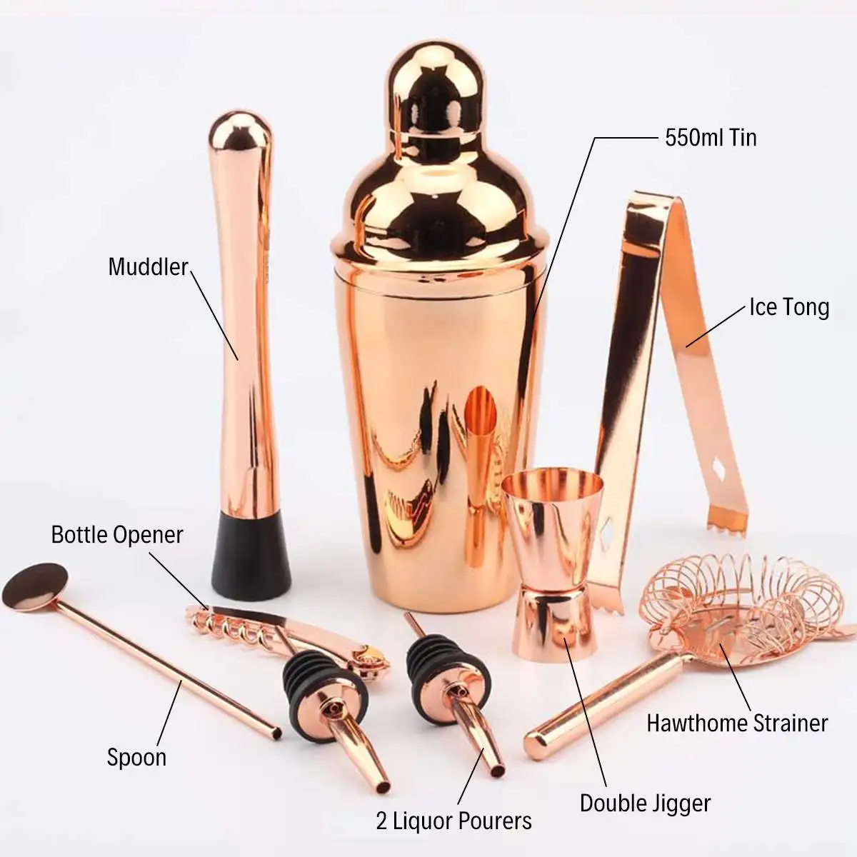 7 Pcs Rose Gold Stainless Steel Tableware Set White Wine/Red Wine/Cocktail Making Tool Suitable For Family Party/Vacation Party
7 Pcs Rose Gold Stainless Steel Tableware Set White Wine/Red Wine/Cocktail Making Tool Suitable For Family Party/Vacation Party