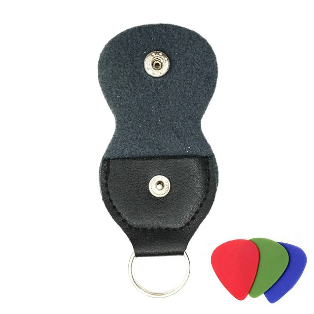 

Guitar Ukulele Bass Plectrum Pick Holder Bag PU Leather Case Keyring Bag With Free 3 ABS Picks Cool Key Ring Design Accessory