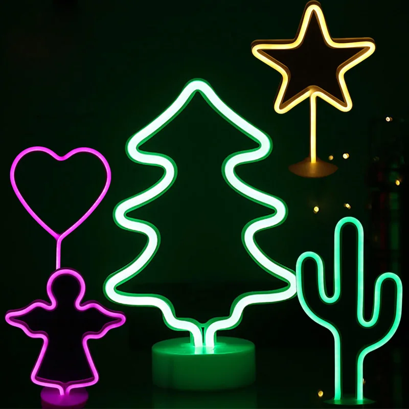 Creative LED Neon Night Light Christmas Tree Star Heart Angel Cactus Sculpt Lamp USB Room Decor Lantern Christmas Decor Light
Creative LED Neon Night Light Christmas Tree Star Heart Angel Cactus Sculpt Lamp USB Room Decor Lantern Christmas Decor Light