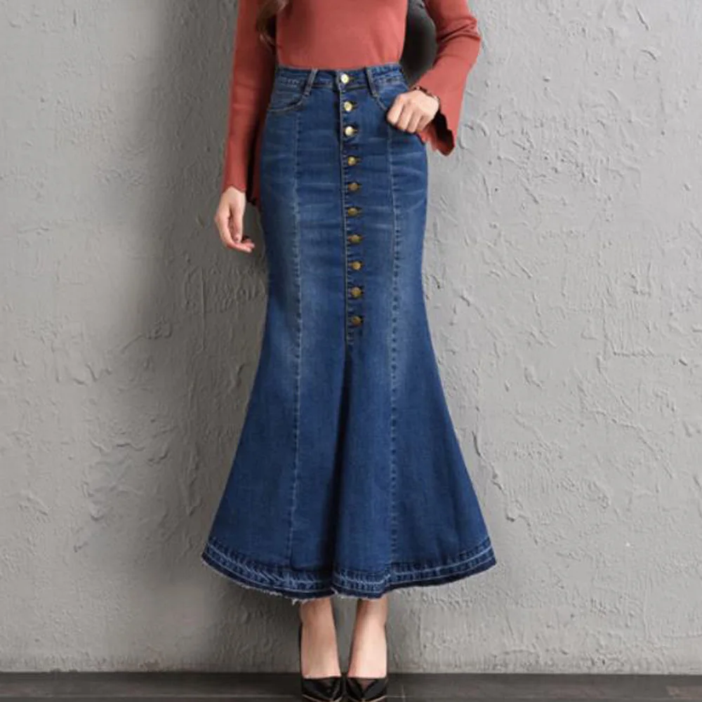 Casual Jean Skirts Women's Denim Trumpet Skirt Summer Fashion Floor-Length Bodycon Slim Denim Maxi Long Skirt For Women
Casual Jean Skirts Women's Denim Trumpet Skirt Summer Fashion Floor-Length Bodycon Slim Denim Maxi Long Skirt For Women